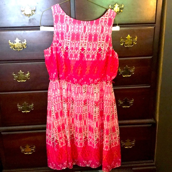 dress barn 18 W diamond pinks ,burgundy , dress - Picture 3 of 16